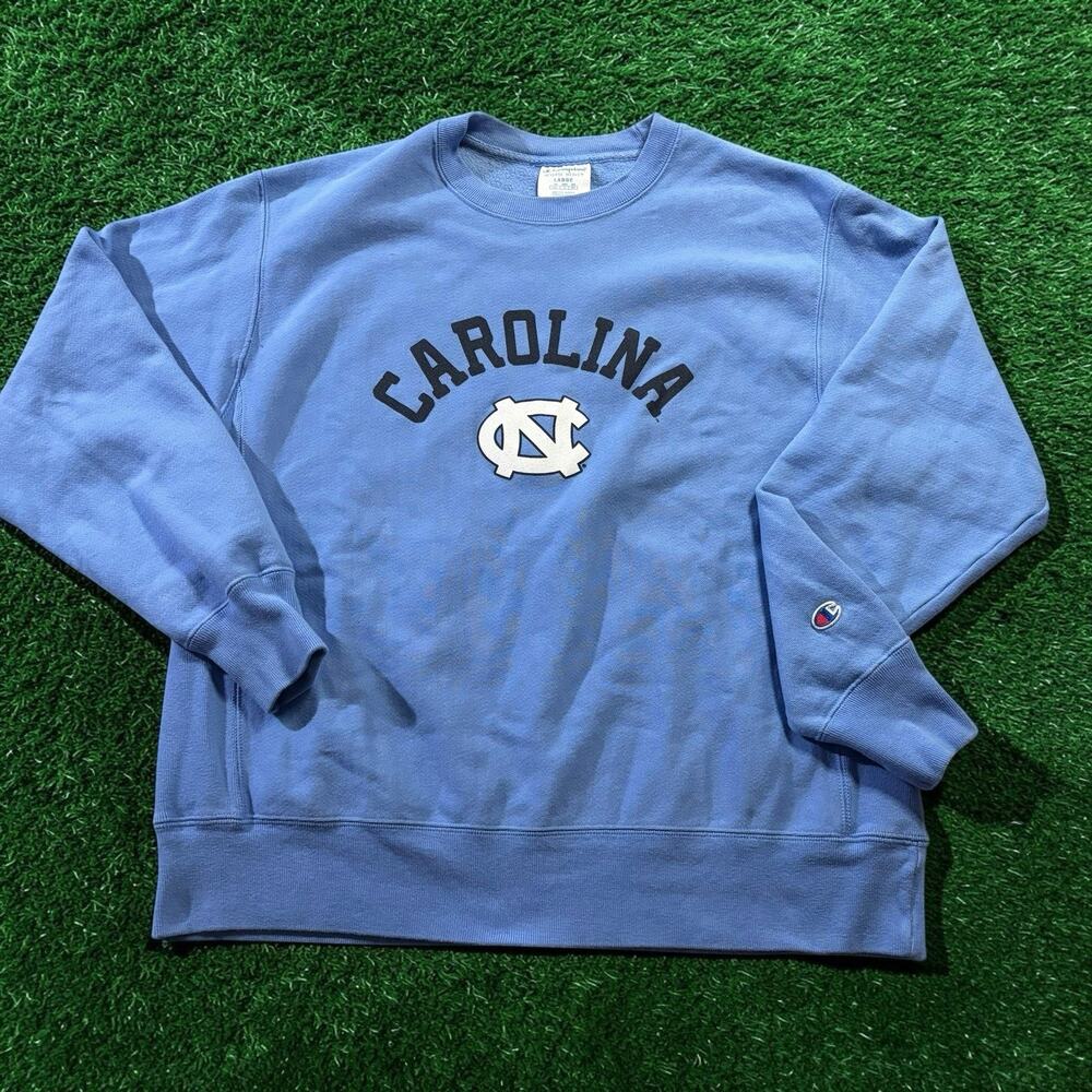 Champion Reverse Weave NCAA UNC North Carolina Sweatshirt Blue Men's Large
